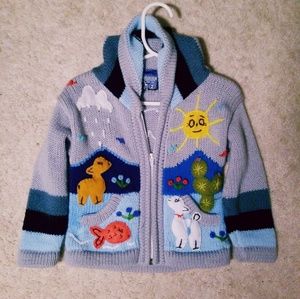 Animal Zip Sweater with Hood Sz2T